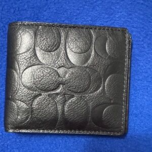 Coach Embossed Black Leather Card Holder